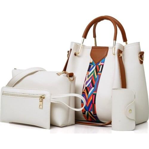 4Pcs/Set Bags For Women Handbag 2021 PU Leather Shoulder Bags Casual Tote Tassel Top Handle Designer Bag Composite Messenger Bag