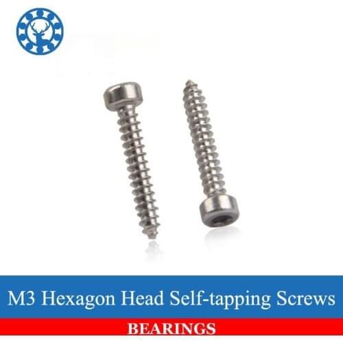 50Pcs M3 304 Stainless Steel Socket Head Cap Screw Self-tapping Hexagon Furniture Screw
