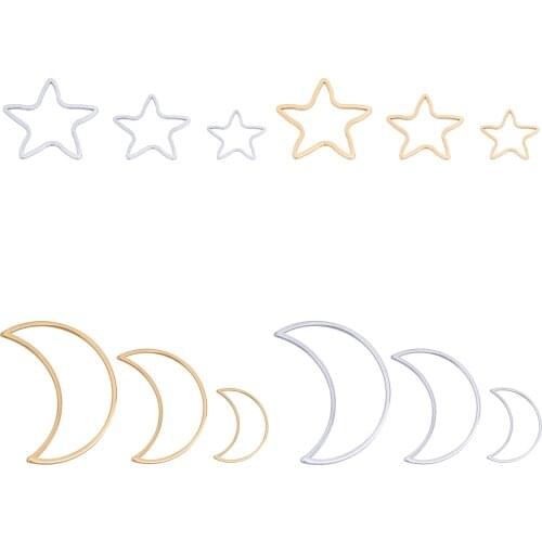 DIY Handmade Jewelry accessories Stainless Steel geometric Star Moon pendant charms For earrings necklace bracelet customizable