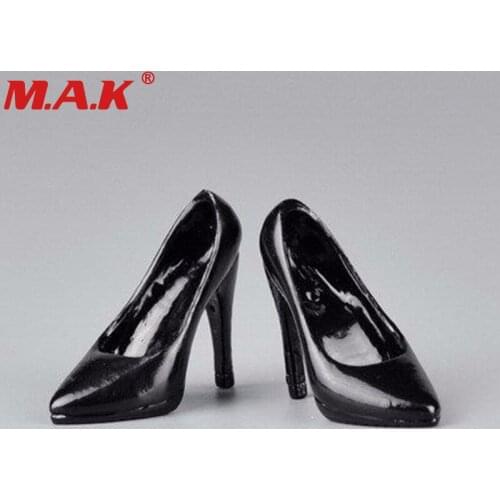 1:6 scale female woman girl action figure shoes model white/black color high heeled shoes for 12" young lady figure accessory