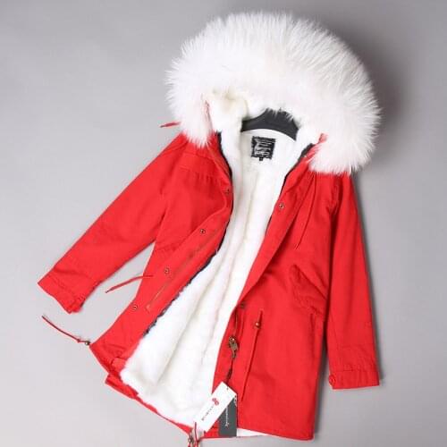 Womens Coats Winter Middle Long Solid Warm Detachable Fur Liner Female Parkas 2018 Hooded Real Fur White Green Jackets Overcoat