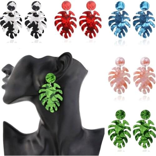 Bohemia Womens Jewelry Accessories Fashion Earrings 2021 Trend New 5 Colors Acetate Sheet Leaf Shape Dangle Earrings for Women