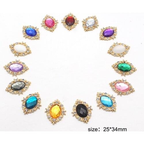 10pcs/lot34*25MM Rhinestone for Needlework Snap Button for Clothes Decorative Diy Manualidades Accessories Sewing Craft Supplies