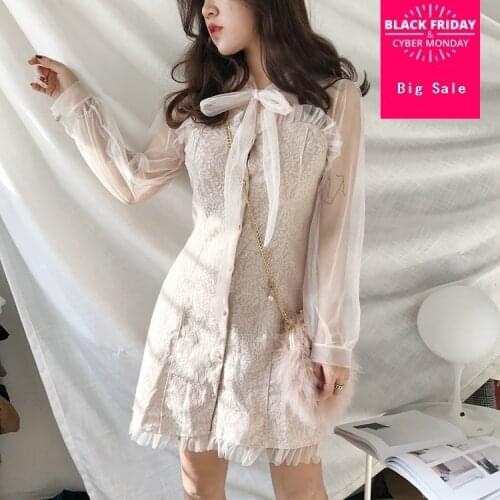 2020 spring fashion brand Japanese style Lolita Dress cute girl ruffle was thin singel breasted dress wj2040 drop shipping