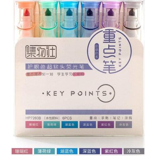 6pcs/set Creative Cute Morandi Fluorescent Gel Pen Set Kawaii Quick Drying Neutral Pen Journal Supplies By Kevin&sasa Craft