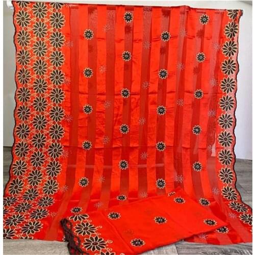 7yards African Lace Fabrics Soft Material Satin Silk Fabric With Chiffon Blouse 2021 Latest Design Dubai Fabric For Dress