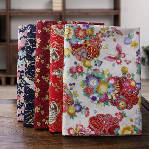 Japanese Style Bronzing Cotton Fabric 100% By The Meter for Dress Clothing Hand-made Diy Sewing Geometry Printed Thicken Cloth