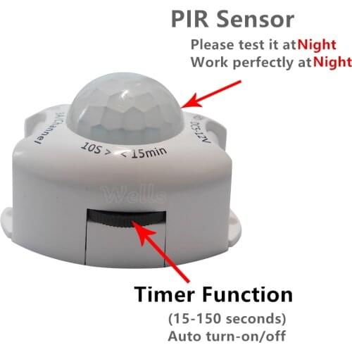 DC5V-DC12V PIR Motion Sensor Light Switch Movement Detector Activated Timer Automatic Switch ON OFF LED Night Light Bedside lamp
