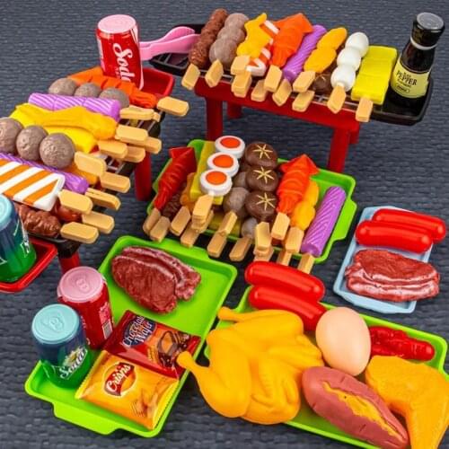 Child Simulation BBQ Imaginary Kitchen Baby Toys Cookware Cooking Food BBQ Role-playing Play House Child Educational Gifts