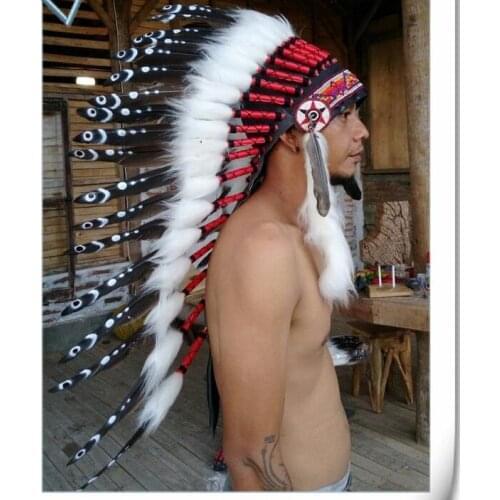 Native American Indians hat Feather headdress Chief caps Tradition Vintage