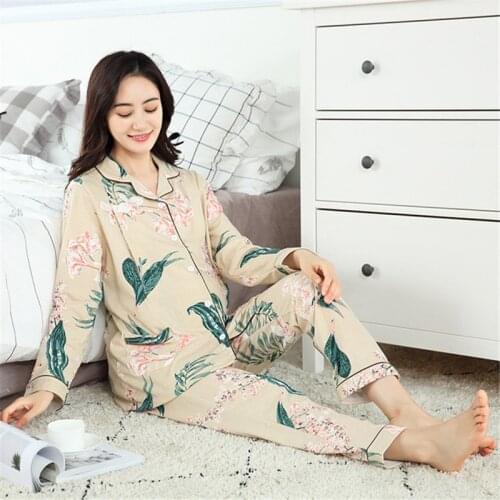Floral Print Cotton Maternity Nursing Nightwear Summer Autumn Sleepwear Night dress for Pregnant Women Pregnancy Pajamas
