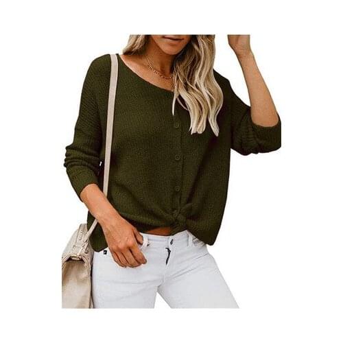 Autumn And Winter New Womens Sweater Knitted Long Sleeve V-neck Button Cardigan Loose Versatile Lady Solid Sweater
