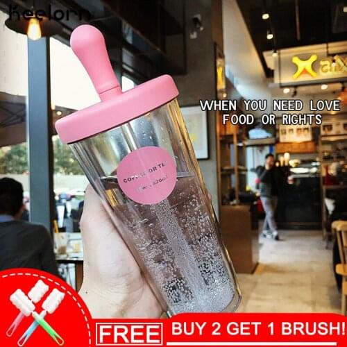 Keelorn 320ML 520ML Food Grade PP Material Brief Plastic Water Bottles Created Portable Drink Straw Milk Juice Water Bottles
