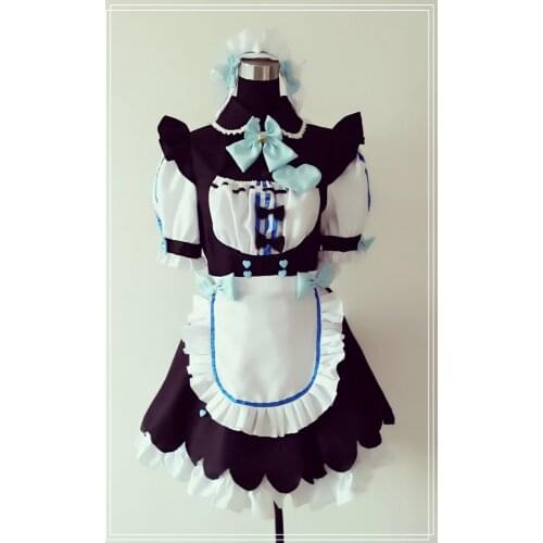 Nekopara cosplay sissy maid costume lolita uniform japanese french lingerie lockable dress costume nekopara vanilla outfit
