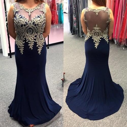 Scoop Neck Lace Appliques Mermaid Slim Women Evening Party Gowns Fashion Custom Made Special Occasion Party Gowns Evening Wear