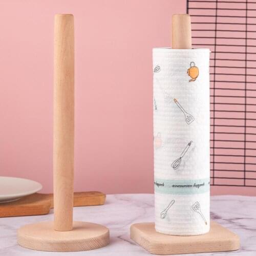 Kitchen Wooden Roll Paper Towel Holder Bathroom Tissue Toilet Paper Stand Napkins Rack Home Table Tool Accessories