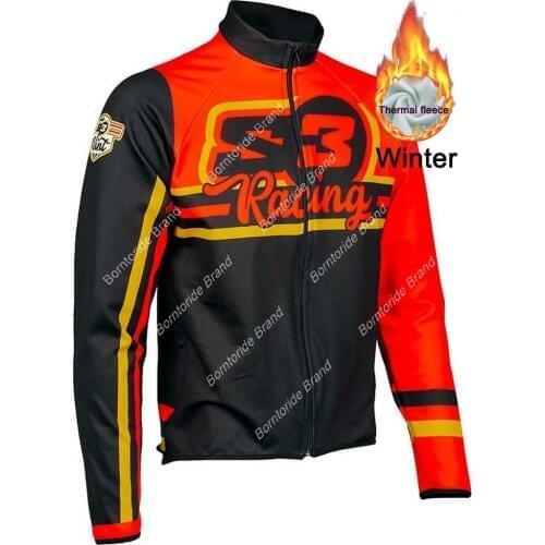 Mens Cycling Jacket Winter Thermal Fleece Long Sleeve Cycling Clothing Windproof Downhill MTB Bike Bicycle Coat Sports