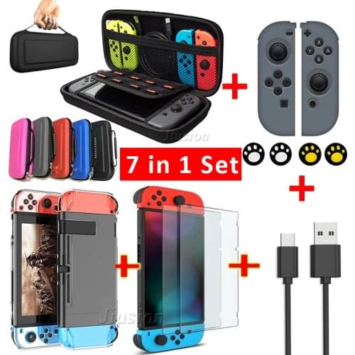 7 in 1 Hard Shell Case Set for Nintend Switch EVA Carrying Storage Bag Cover for Nitendo Switch Console Joycon Game Accessories