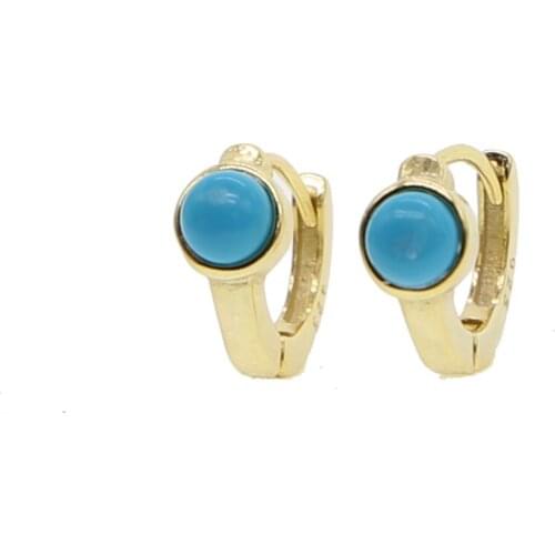 2020 New 925 Silver Lead&Nickel Small Circle Earrings Paved Blue Cz Gold Colors Delicate Mini Cute Minimalist Cz Earring