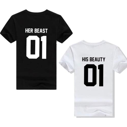 Casual Custom Numbers His BEAUTY Her BEAST 01 Mathch Tshirts Couple T-shirts Cotton O-neck Short Sleeve Tshirt Women Men