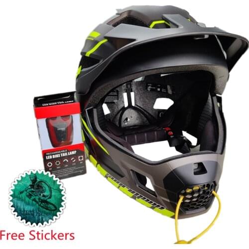 Profession MTB Full Face Child Bike Balance Sport Bicycle Helmet With Tail Light Fully casco bicicleta Detachable All-terrain
