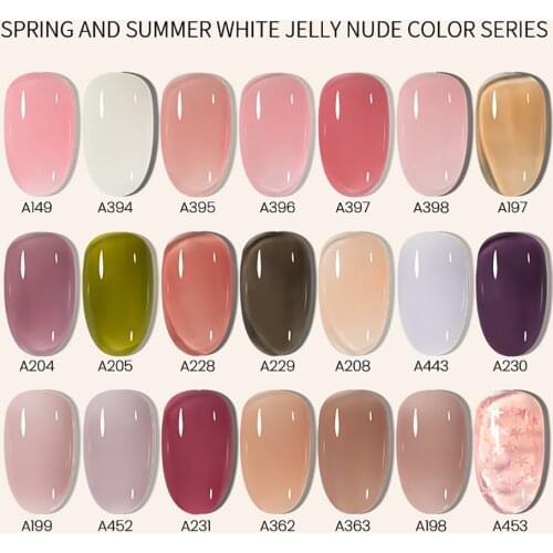 MAYCHAO 7.3ml Transparent Jelly Gel Nail Polish Pink Gel Semi Permanent Polish Top Coat Soak Off UV Gel Art Nail Varnish