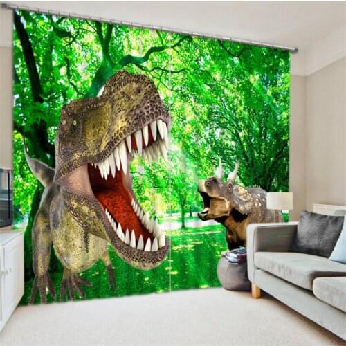 Dinosaur print Luxury Blackout 3D Window Curtain For Living Room kids Bedroom Drapes Rideaux Cortina Customized size pillowcase