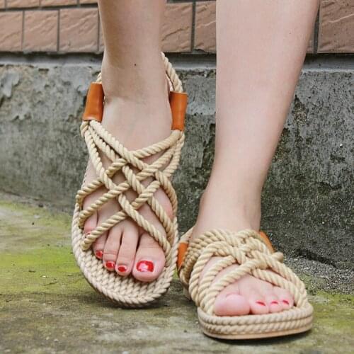 Gladiator Rope Sandals Womens Summer Shoes 2019 New Beach Shoes Women Sandals Platform Sandals Slides Flip Flops buty damskie