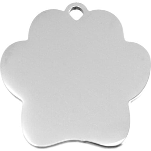 Silver Color Dog Paw Cat Paw Engravable Metal Label Stainless Steel Mirror Polishing Pendant 50pcs