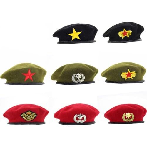 High Quality Wool Berets fashion Army cap Star Emblem Sailor Dance Performance Hat Trilby chapeau for men women unisex GH-400