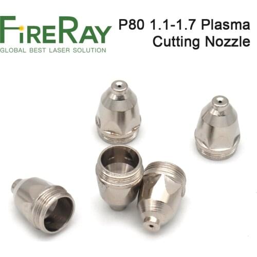 FireRay 10Pcs P80 Plasma Cutting Nozzle Caliber 1.1mm 1.3mm 1.5mm 1.7mm for Plasma Cutting Machine Accessories