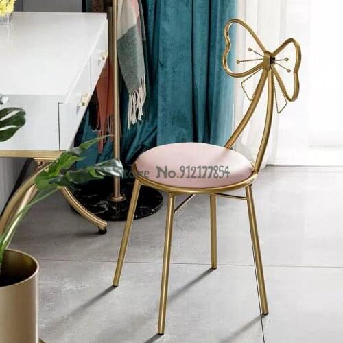 Modern minimalist bowknot net red makeup dressing stool backrest manicure chair bedroom ins Nordic girl backrest