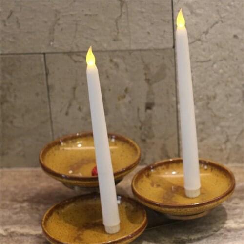 2pcs Battery operated flickering flameless Led taper candle lamp Candlestick Xmas Wedding table Home Church decor 28cm(H)-Amber