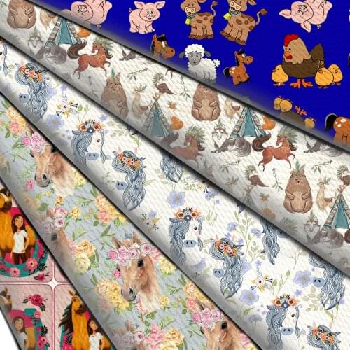 Animal Horse Print Bullet FabricTextured Liverpool 4 Way Stretch Spandex Knit Fabric For Baby HeadWrap Bummies Patchwork Tissue