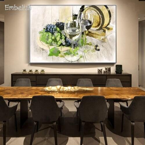 Embelish 1 Pieces Hot Quality HD Canvas Paintings Grape Red Wine Glass Kitchen Decor Wall Posters Home Decor Watercolor Pictures