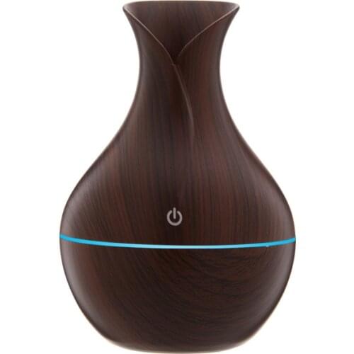 Free shipping 5V Vase Usb Humidifier Seven Colors Noctilucent Aroma Diffuser Domestic Humidifier 300ml Wood Grain Humidifier