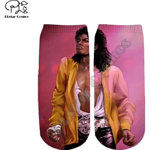 PLstar Cosmos Pop King Singer Musician Michael Jackson HipHop 3DPrint Women/Men/Boy/Girl Cotton Funny Casual Short Ankle Socks 3