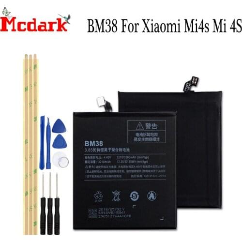 Mcdark BM38 For Xiaomi Mi4s Mi 4S 3210mAh Battery Replacement High Quality Back Up Bateria BM38 For Xiaomi Mi4s Mi 4S+Tools