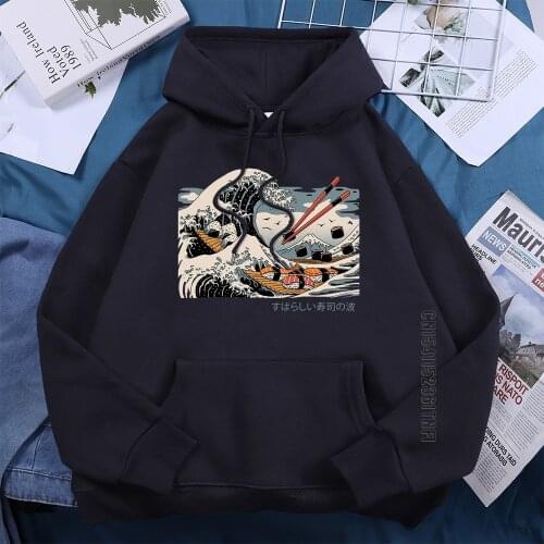 The Great Sushi Wave Cool Female Hooded Hip Hop Casual Hoody 2021 Gothic New Streetwear Harajuku Woman Hoodie