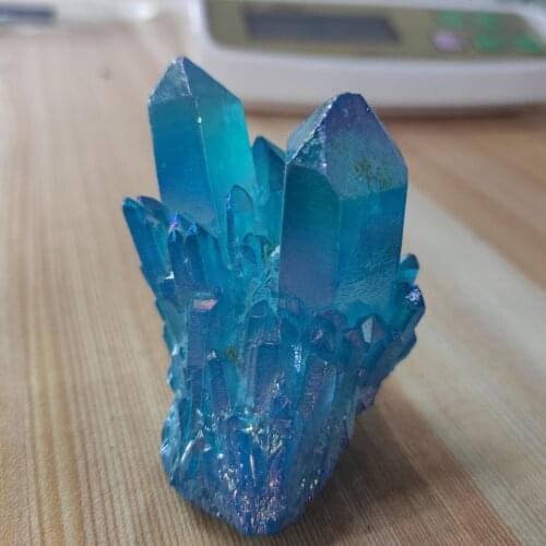 1pcs 70g New Sky Blue Electroplated Crystal Quartz Specimen Electroplating Crystal Clusters Decoration Gift Healing