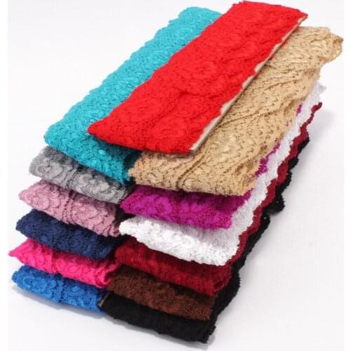 1pack=10yd 3.3cm Elastic Knitted Flower Lace Stretch for Girls Hair Accessories Wave Shape Lace Trim Ribbon for Women Clothing