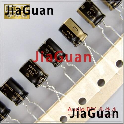 10PCS ELNA TONEREX II 47uF/50V 8X11.5MM ROB 47UF 50V tuner audio capacitor Black gold TONEREX2 50V47UF