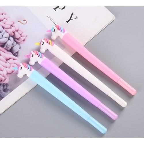 100 PCs silly sweet candied unicorn soft gum neutral pen cute pink soft stick black student writing office stationery