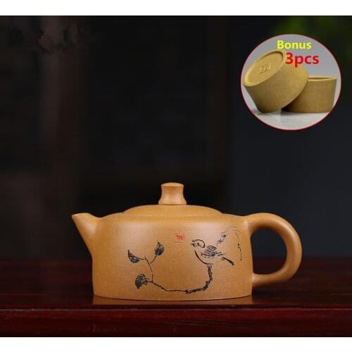 180ml Authentic YiXing Purple Clay Hand Made Teapot Chinese Traditional Kung Fu Teaset ZiSha Teapot Bonus 3 Cups Free Shipping
