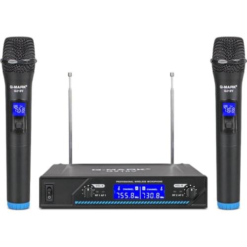 2 Channels Wireless Microphone VHF Professional Handheld Mic For Church Show Meeting Party Karaoke