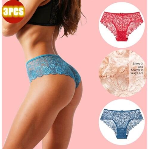 3 Pcs Womens panties sexy underwear lingerie Plus size underpanties lace underwear Women cotton panties with high waist hot