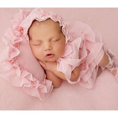 5Pcs Baby Lace Dress+Hat+Pillow+Shorts+Shoes Set Infants Photo Shooting Costume Outfits Newborn Photography Props