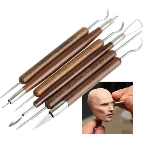 6Pcs Carving Clay Set Dual blade wooden handles Sculpting tool Hand Chisel Modeling Making Woodworking Process Tools