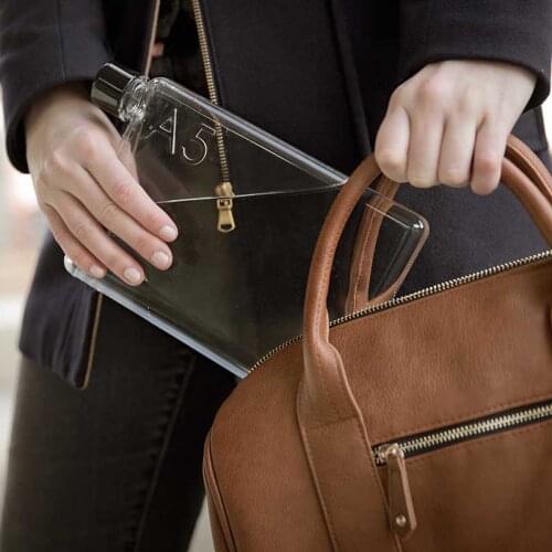 A5 Paper Flat Water Bottle Portable Clear Pad Flat Drinks Kettle for Travel Hiking Drinks Bottle (420ml)