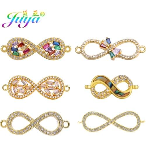 Juya DIY Infinity Jewelry Making Supplies Micro Pave Zircon Infinity Connector Charms For Handmade Necklace Bracelets Making